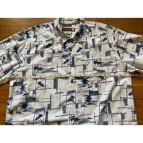 QUIKSILVER Waterman Collection White/Blue Tropical Button Down Shirt sz XL - Picture 7 of 9